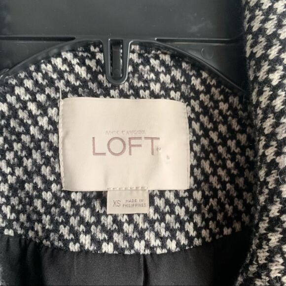 LOFT Cotton Wool Blend Double Breasted Peacoat Winter Pea Coat Buttons XS Black - Picture 2 of 16